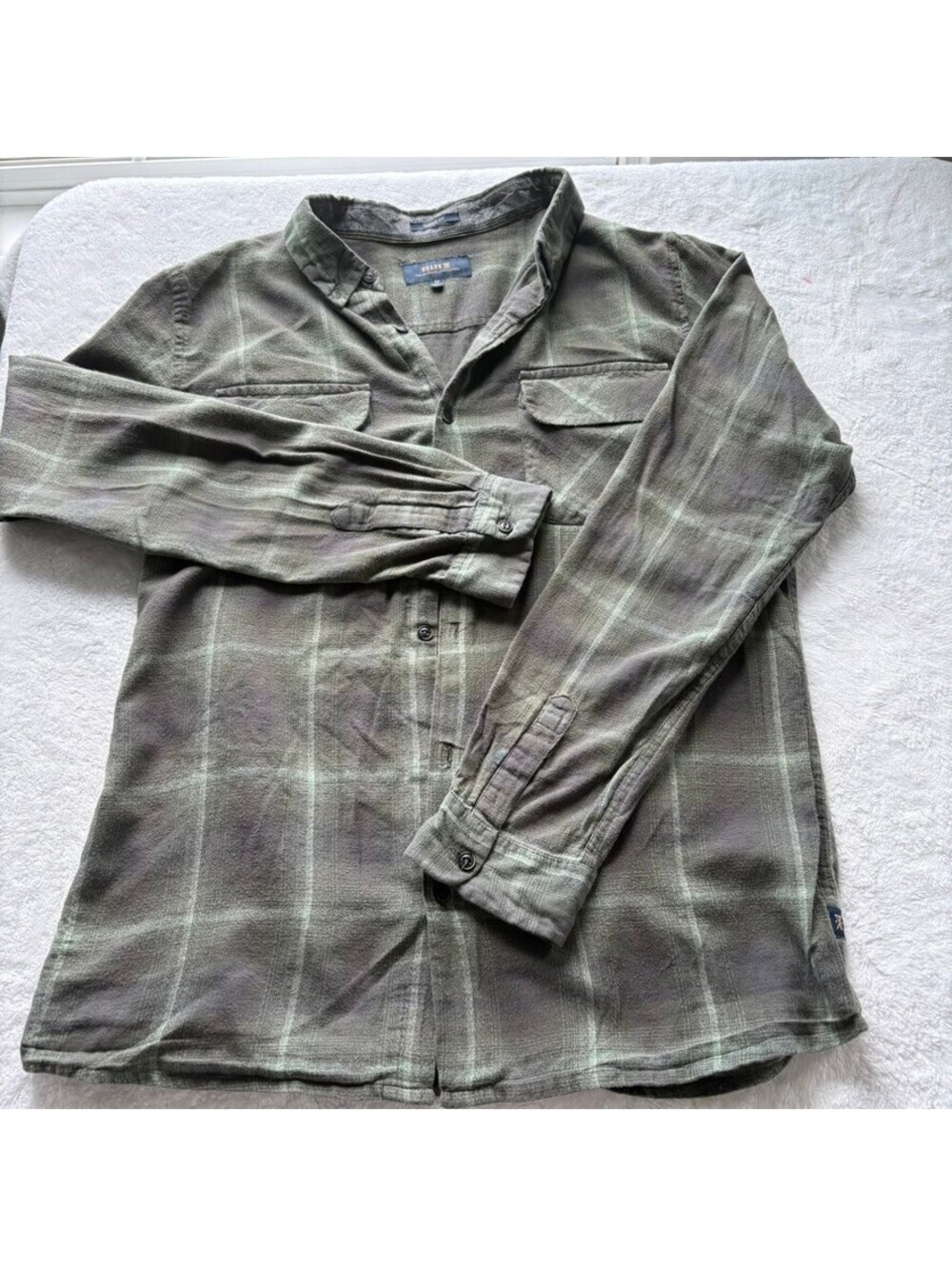 Roark Flannel Shirt Mens M Medium Green Plaid Long Sleeve Fall Winter Layering